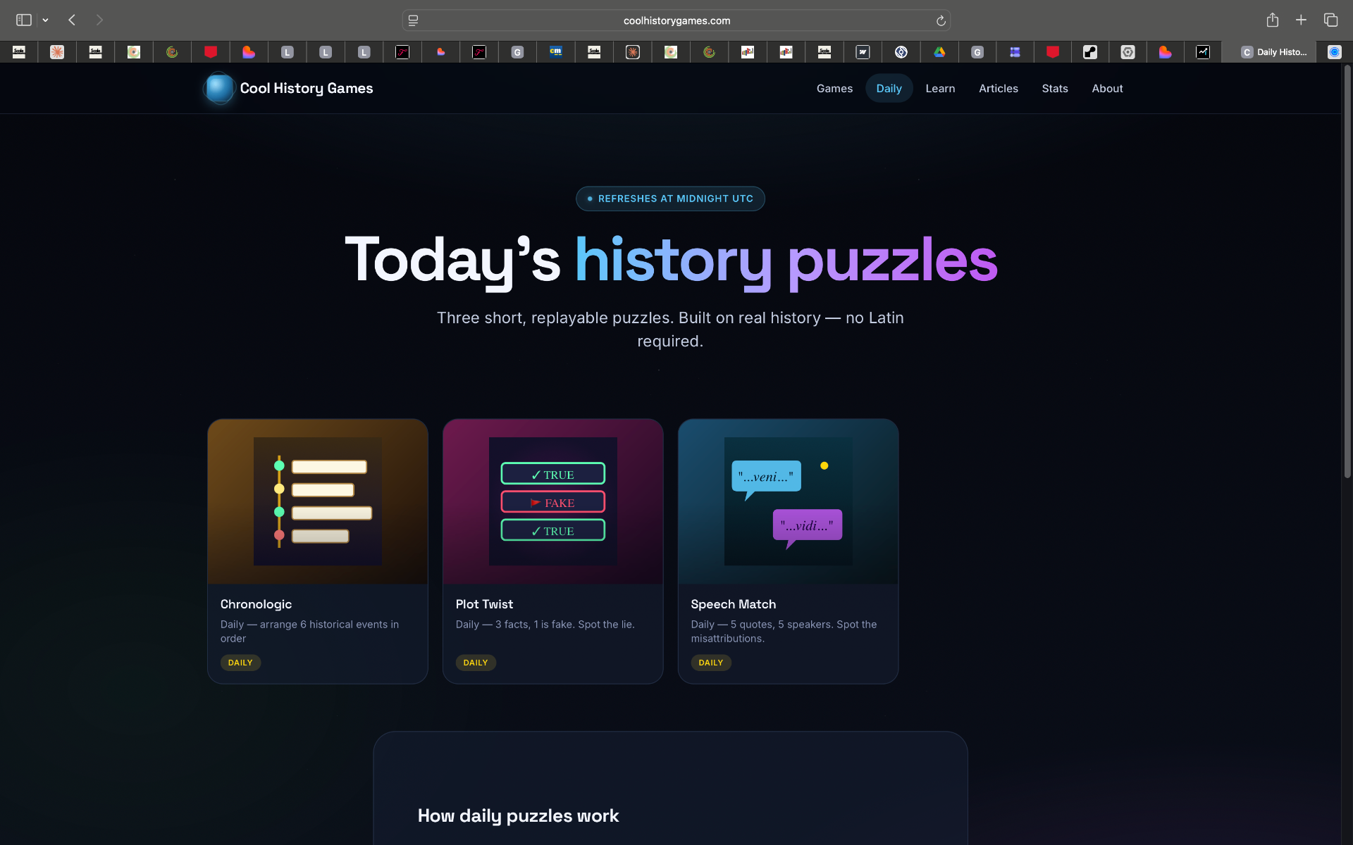 Cool History Games daily puzzles