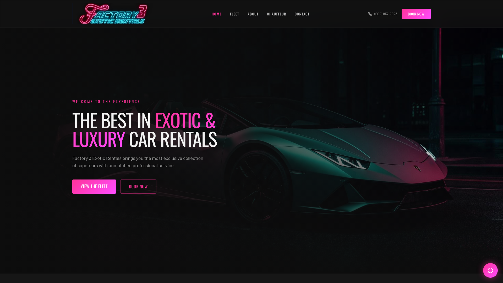 Factory 3 Exotic Rentals website preview